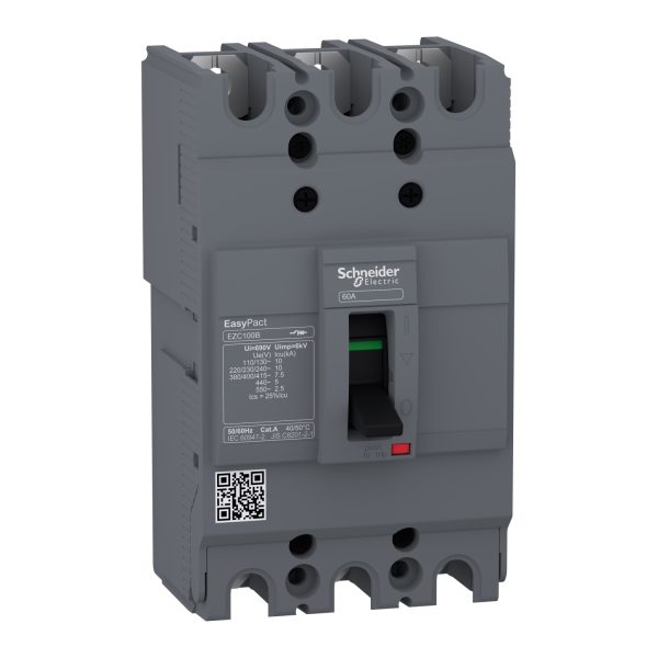 EZC100B3060 circuit breaker Easypact EZC100B - TMD - 60 A - 3 poles 3d