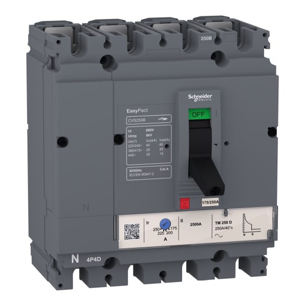 LV525323 Easypact CVS - CVS250B TM250D circuit breaker - 4P/4d