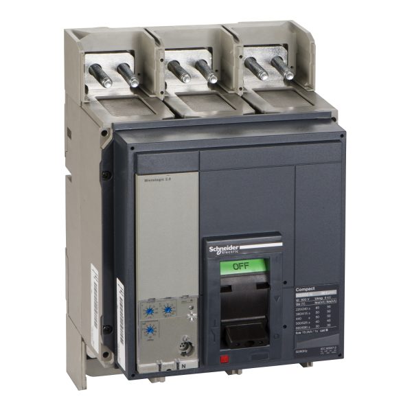 33466 Circuit breaker, ComPact NS800N, 50kA/415VAC, Micrologic 2.0 trip unit, 800A, fixed, 3 poles 3d